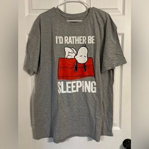 Peanuts 2xl Snoopy “I’d Rather Be Sleeping” Gray Men’s Short Sleeve Tshirt Nwot